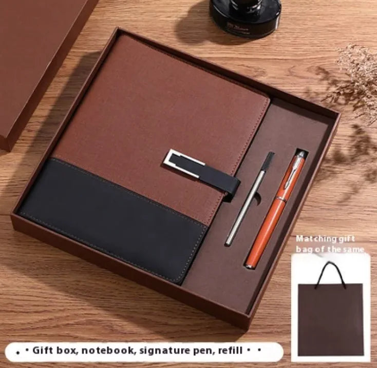 Notebook Soft Leather High-grade Gift Set