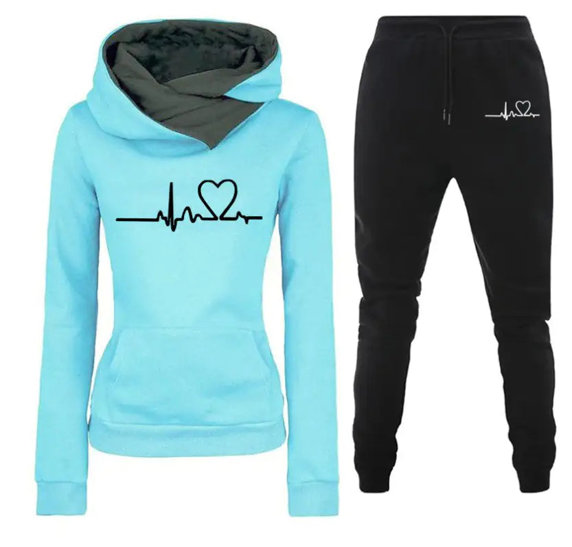 Women Winter Tracksuit Set: Hoodies + Pants