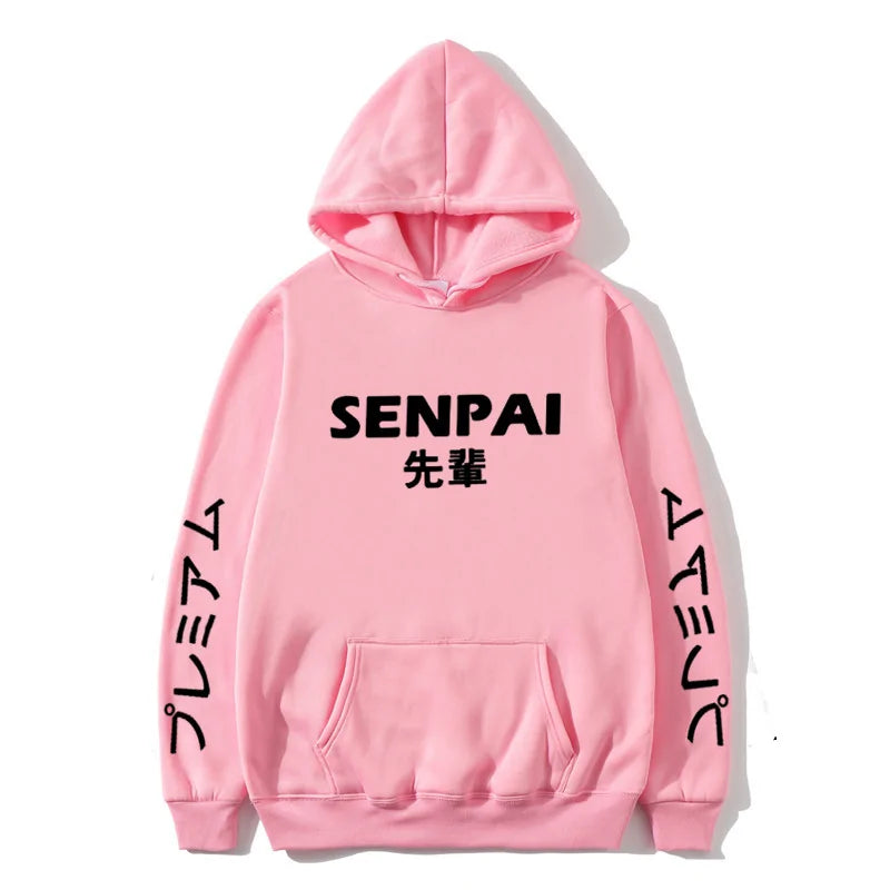 Winter Anime Senpai Print Fleece Hoodies