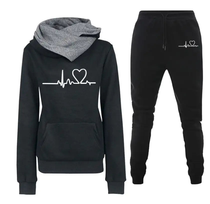 Women Winter Tracksuit Set: Hoodies + Pants