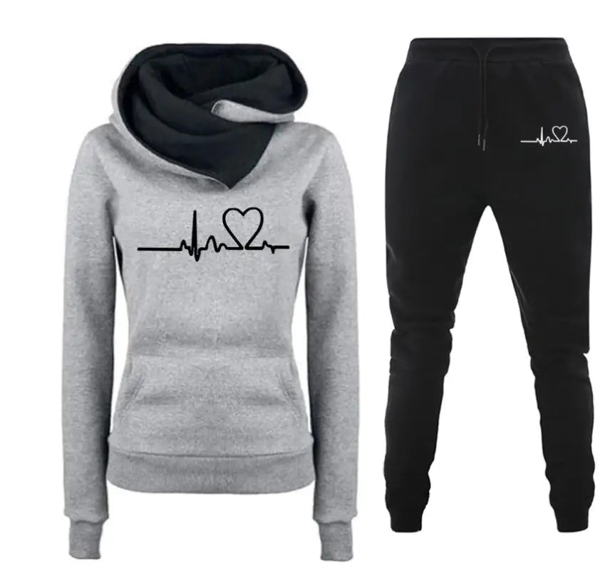 Women Winter Tracksuit Set: Hoodies + Pants