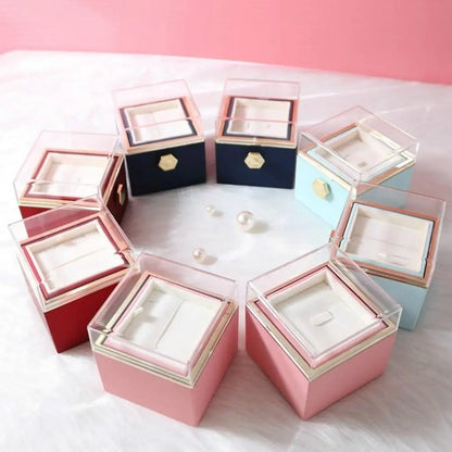 Rotating Rose GIFT BOX Acrylic Necklace Flower Jewelry Box