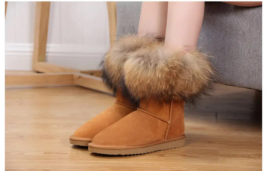 Women's Fox Fur Snow Boots