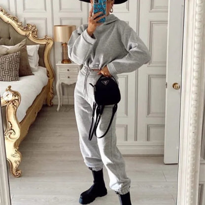 Winter Two Piece Sets Women Tracksuit Hooded