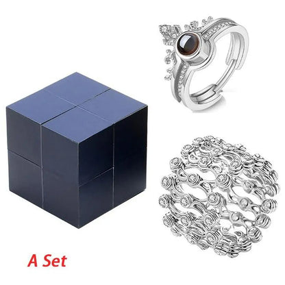 Personalized 'I Love You' Rings Set with Creative Jewelry Box