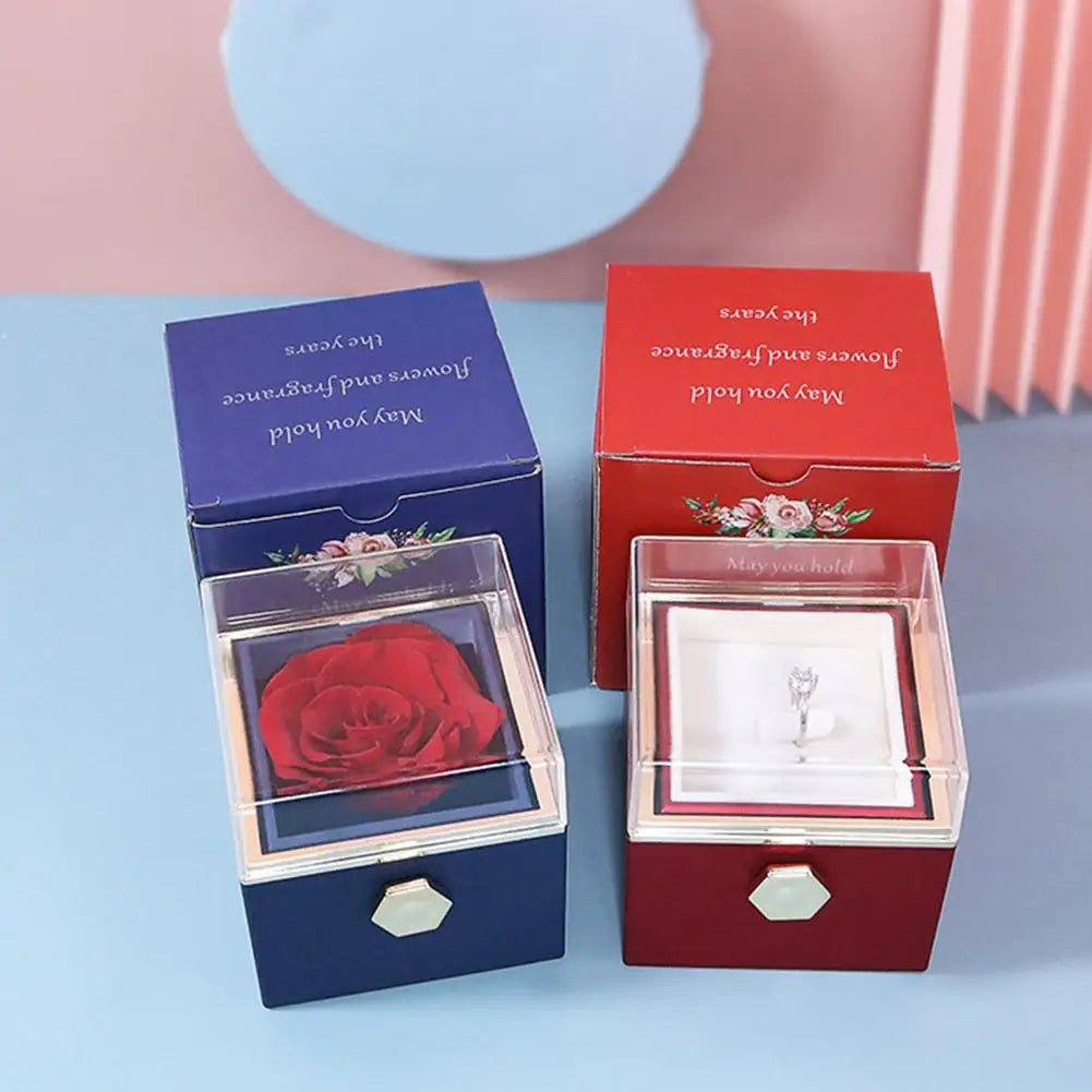 Rotating Rose GIFT BOX Acrylic Necklace Flower Jewelry Box