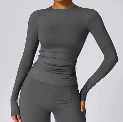 Brushed Tight Long Sleeve Yoga Top Leisure Workout Clothes