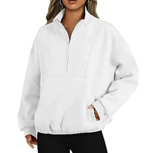 Zipper Pocket Polyester  Women's Sweater