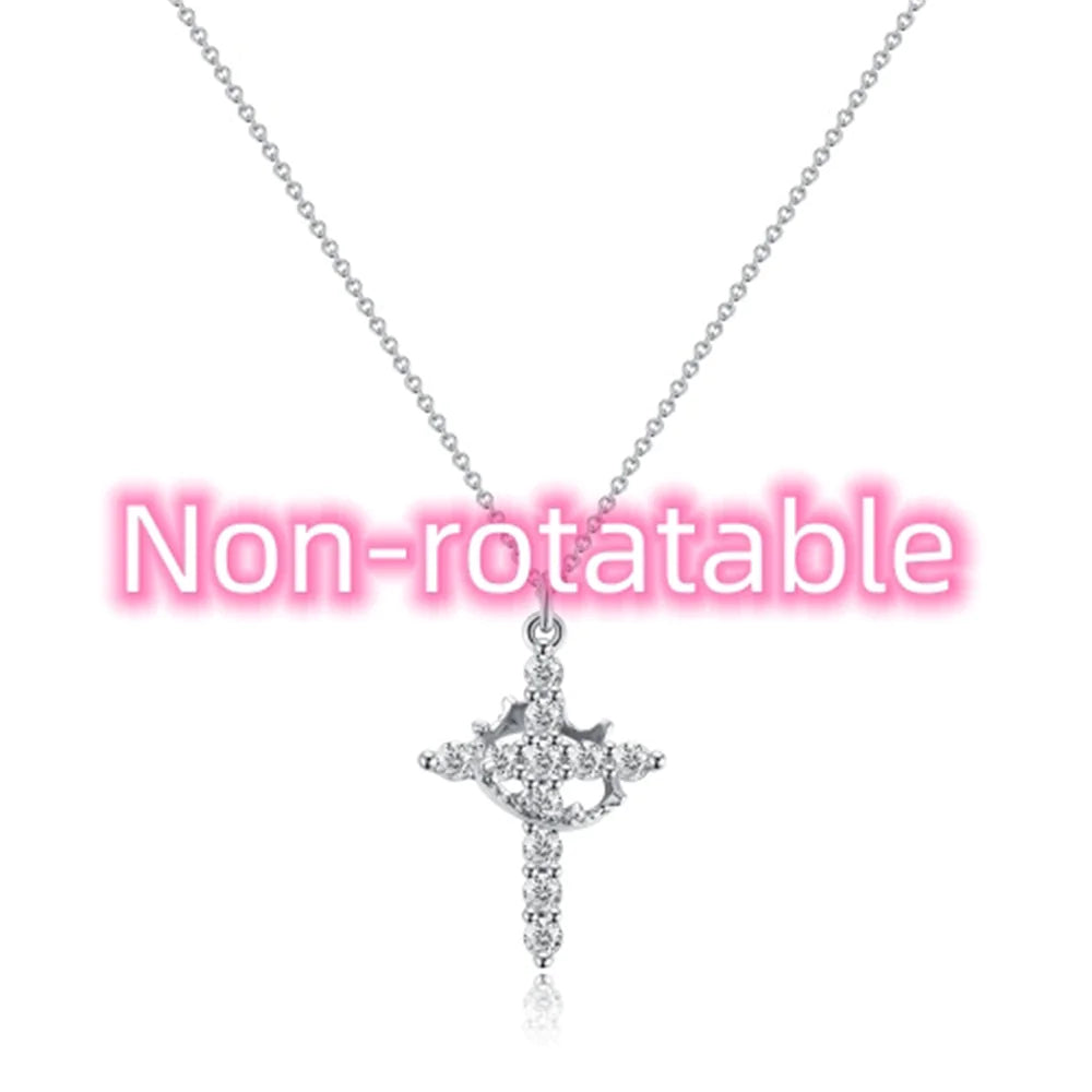 Rotatable Cross Crown Necklace