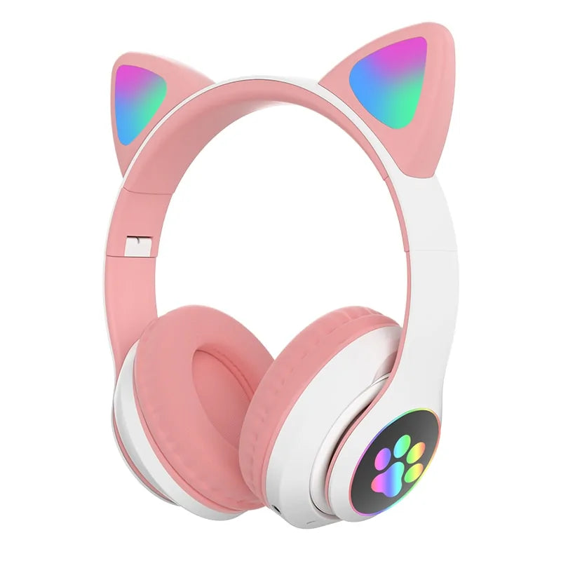 LED Cat Ear Bluetooth 5.0 Headphones with Noise Cancelling