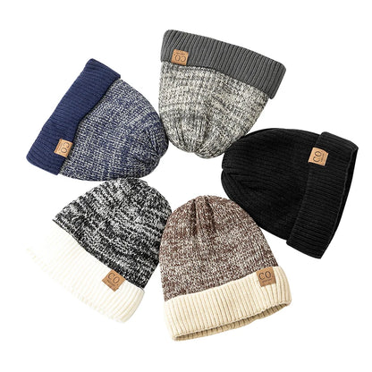 Two-Tone Winter Knitted Beanie for Men and Women