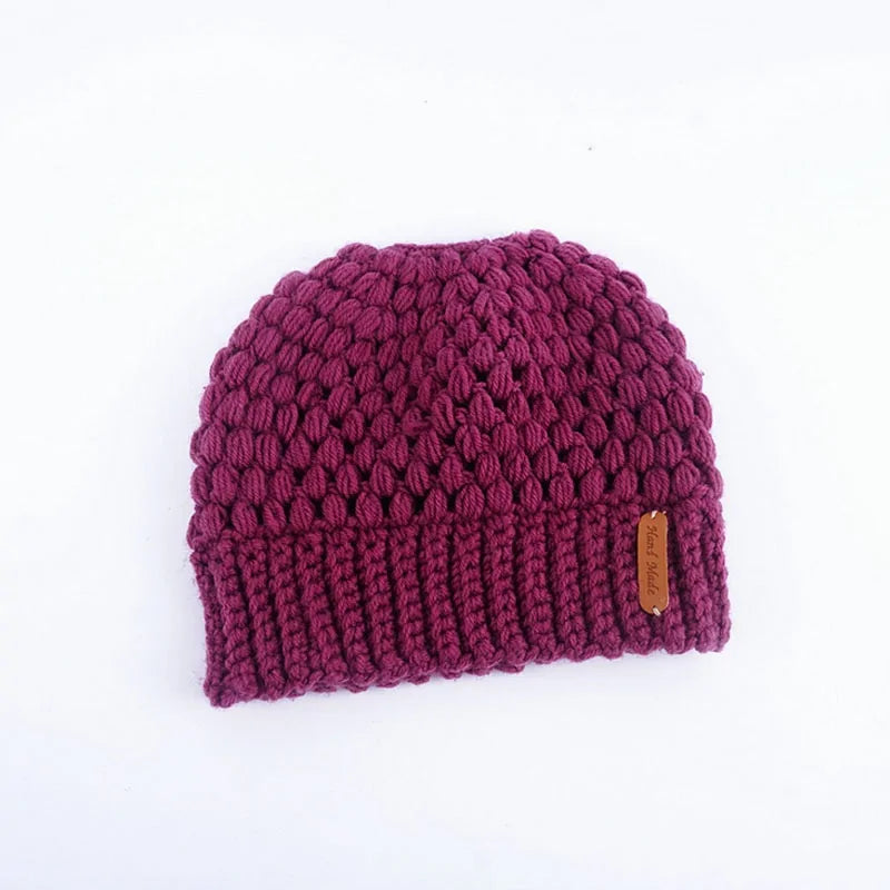 Winter Knitted Women's Ponytail Hats