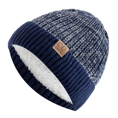 Two-Tone Winter Knitted Beanie for Men and Women