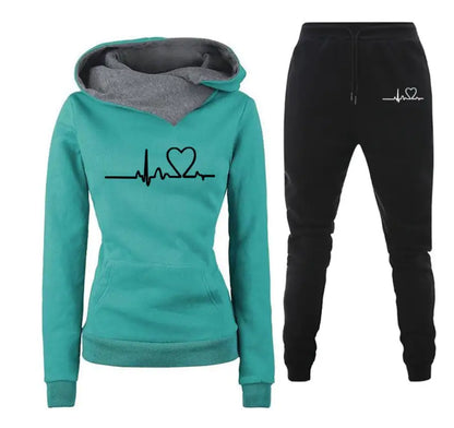 Women Winter Tracksuit Set: Hoodies + Pants