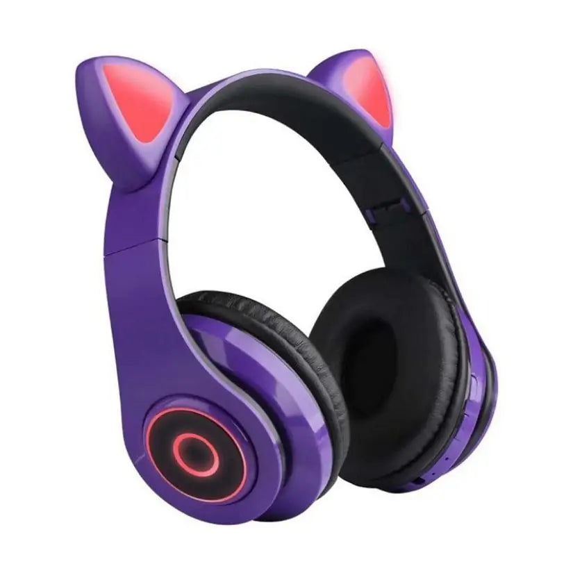 LED Cat Ear Bluetooth 5.0 Headphones with Noise Cancelling