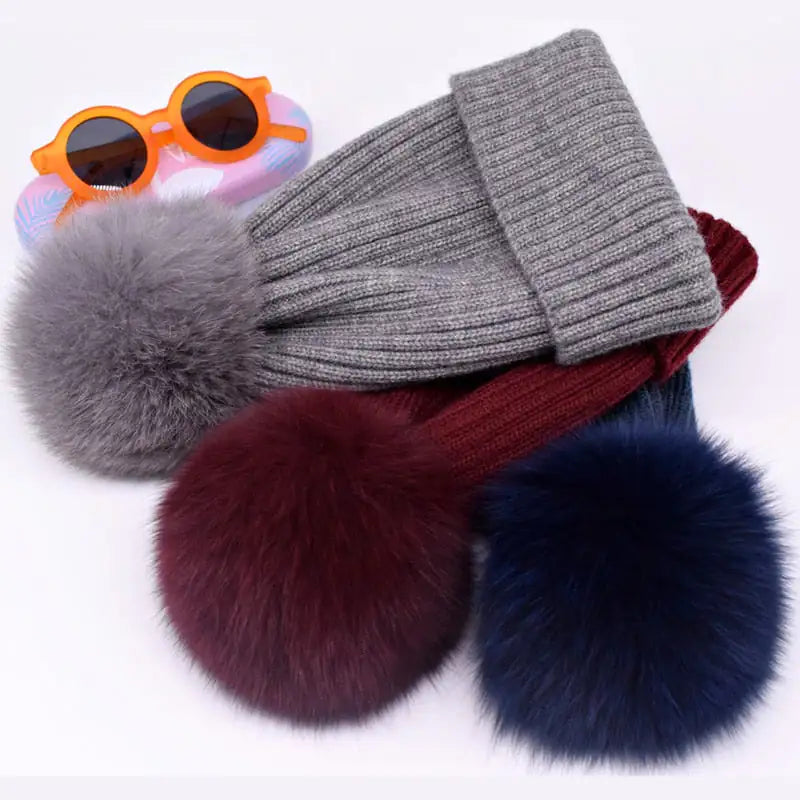 Winter Hat Luxury Fox Fur Beanie