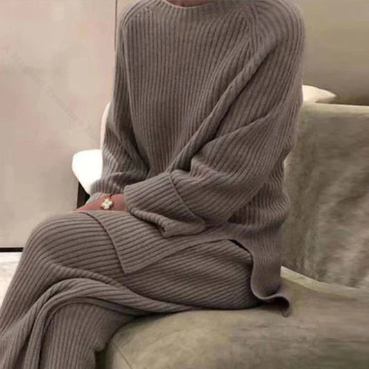 Knitted Sweater Suit for Women Two-pieces Set