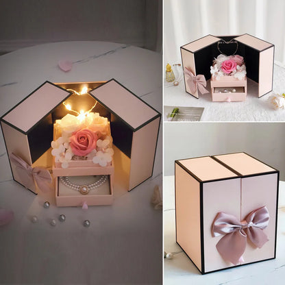 LED Soap Rose Flower Lipstick Jewelry Packaging Gift Box