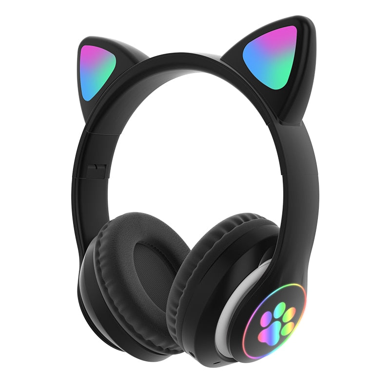 LED Cat Ear Bluetooth 5.0 Headphones with Noise Cancelling