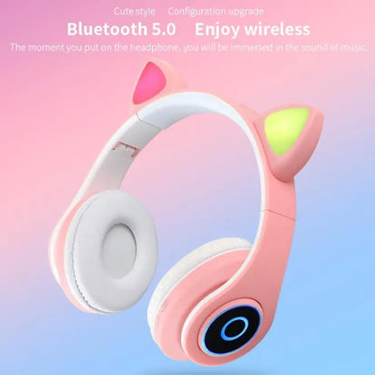 LED Cat Ear Bluetooth 5.0 Headphones with Noise Cancelling